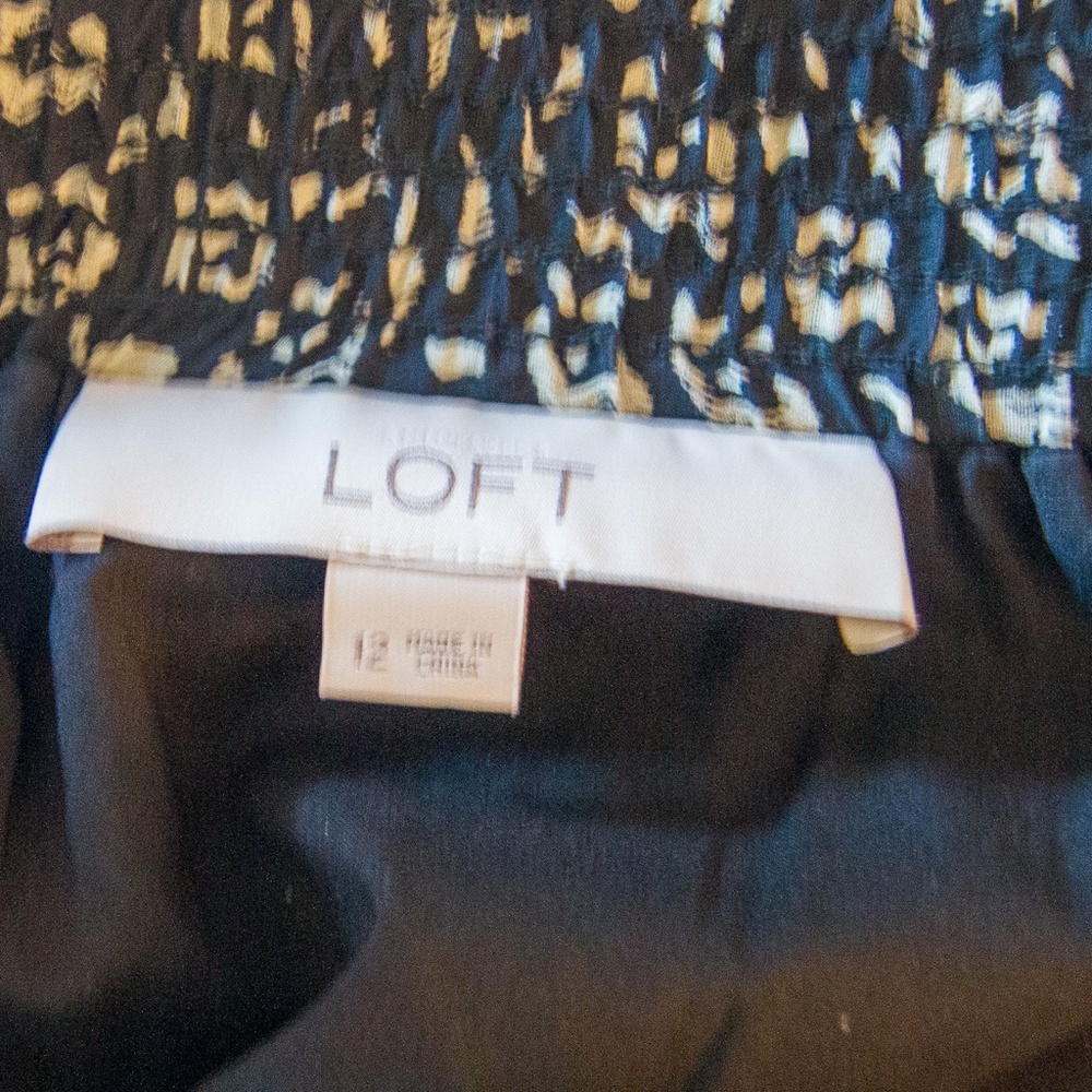 Loft Patterned Mini Drawstring Skirt Euc - image 4